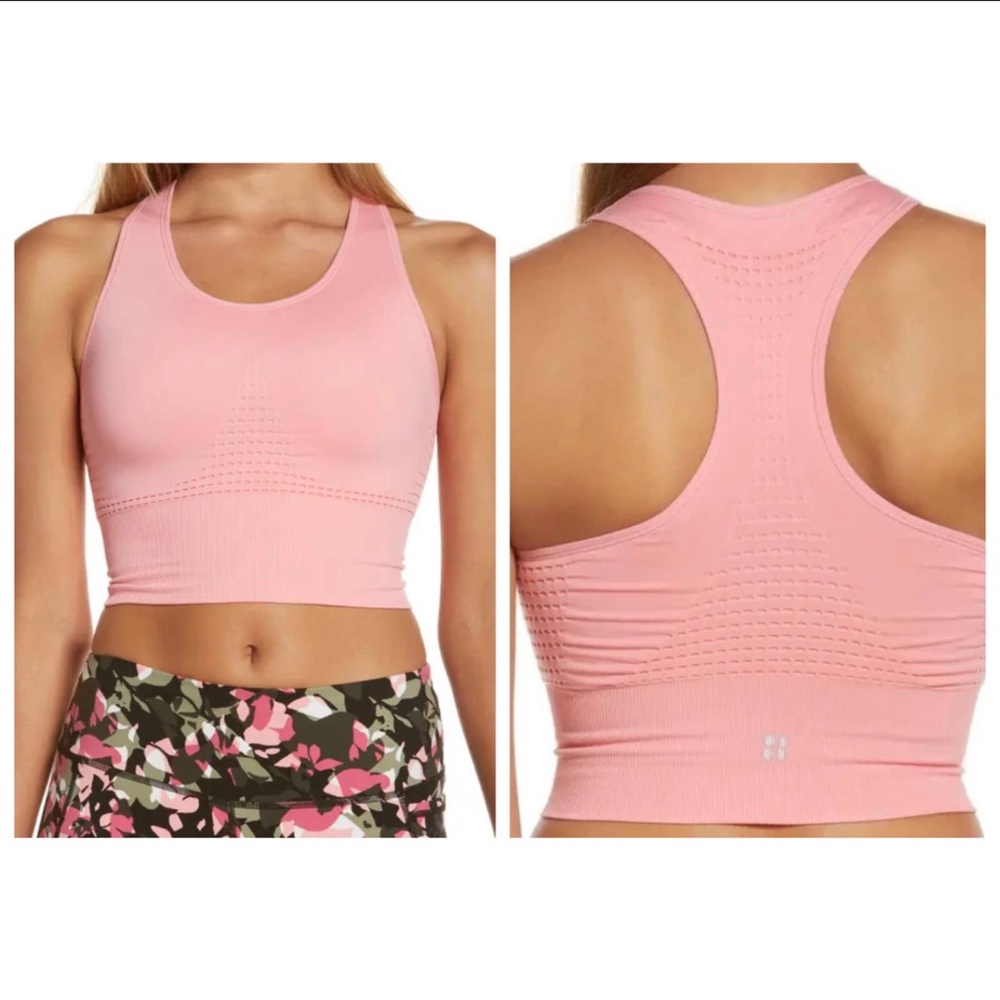 Sweaty Betty Stamina Longline Sports Bra Calypso Pink  Size Small